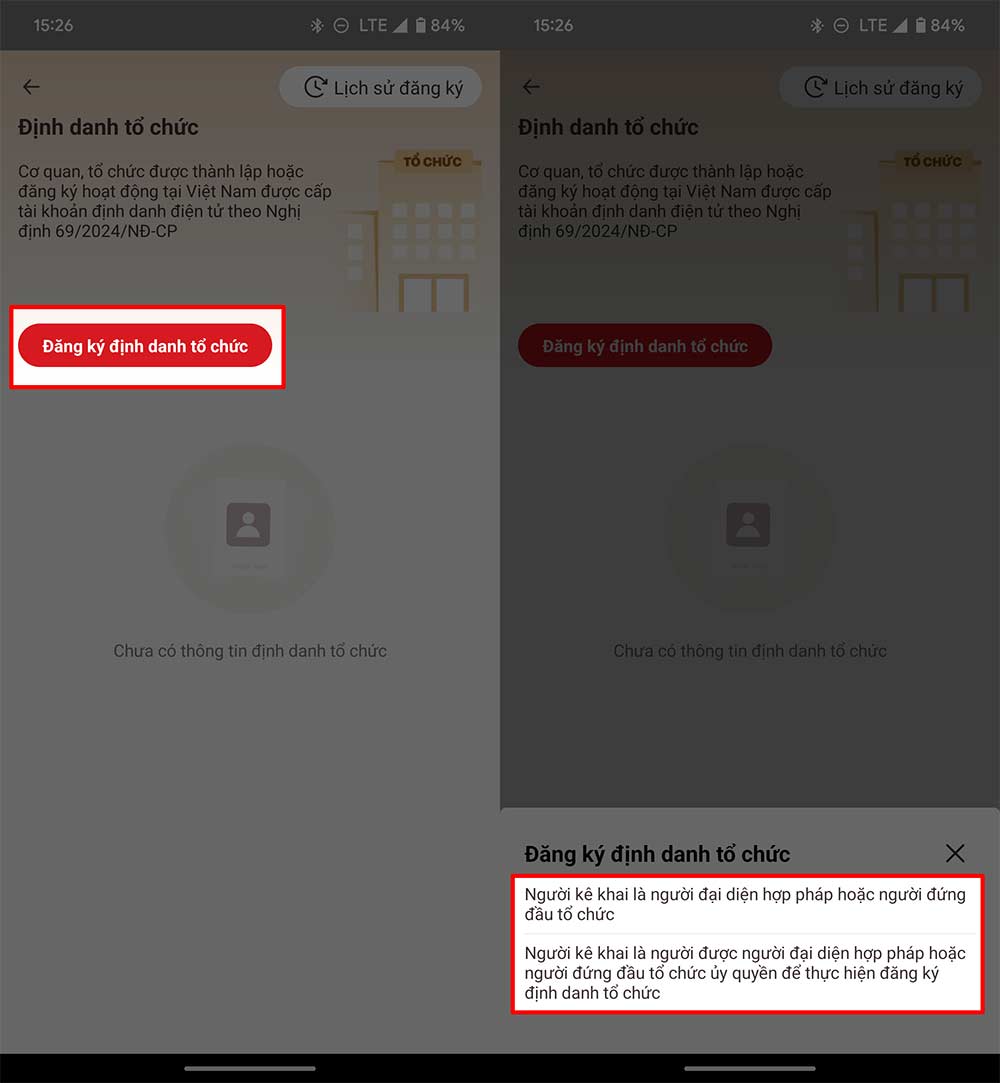 Đăng ký định danh có tổ chức VNeID