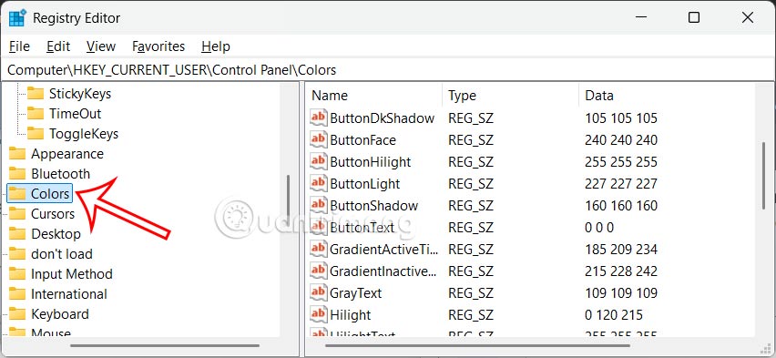 Truy cập thư mục trong Registry Editor