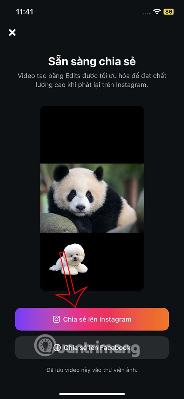 Tùy chọn chia sẻ video lên Facebook, Instagram 