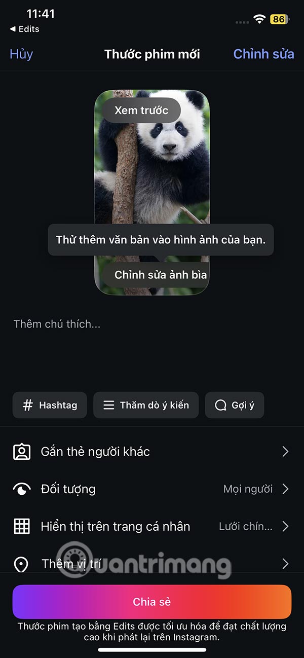 Đăng video lên Reels