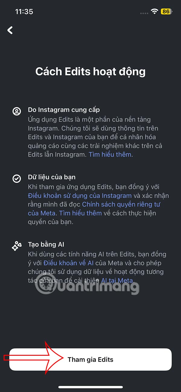 Sử dụng Edits