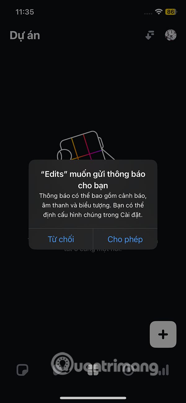 Bật thông báo Edits