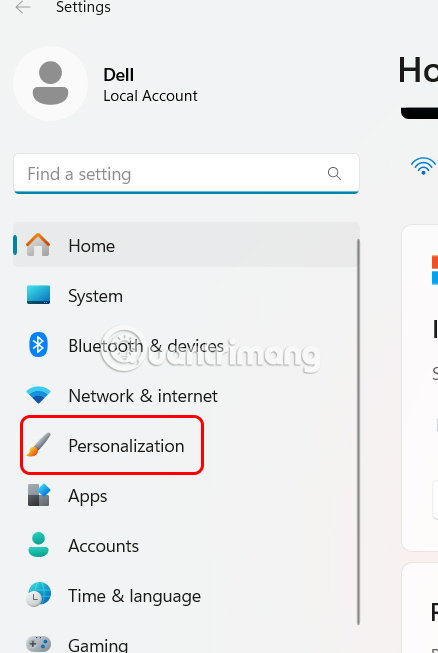 Truy cập Personalization
