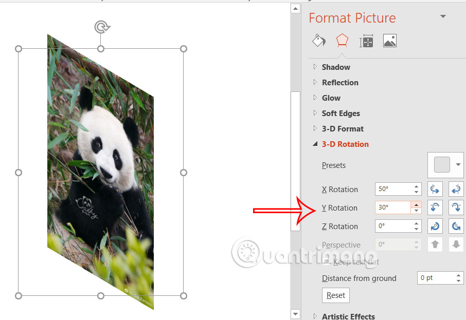 Tùy chỉnh hiệu ứng nghiêng cho ảnh trong PowerPoint