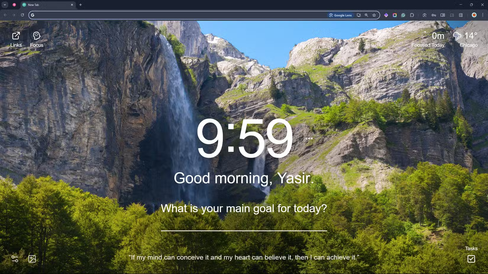 Trình duyệt tối giản của Google Chrome với tab mới Momentum