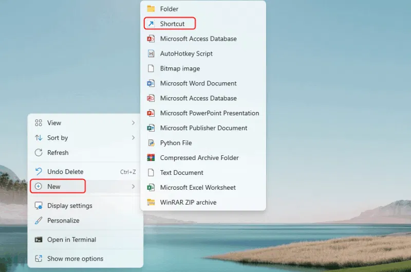 Tạo shortcut