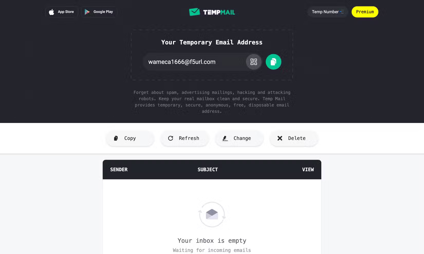 Địa chỉ email tạm thời của Temp Mail