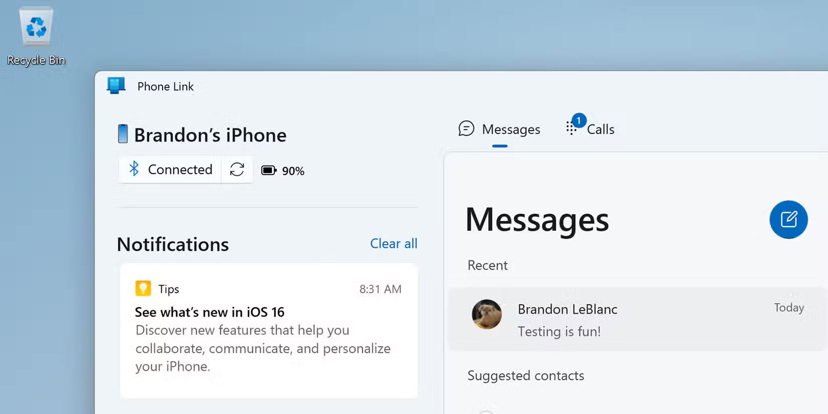 Ứng dụng Phone Link ghép nối với iPhone