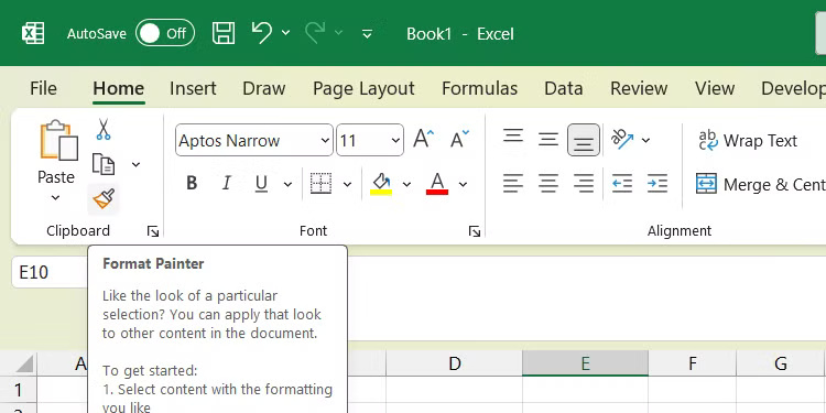 Chọn Format Painter trong Excel.