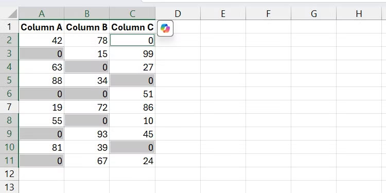 Các ô trống được điền bằng tính năng Go to Special trong Excel.