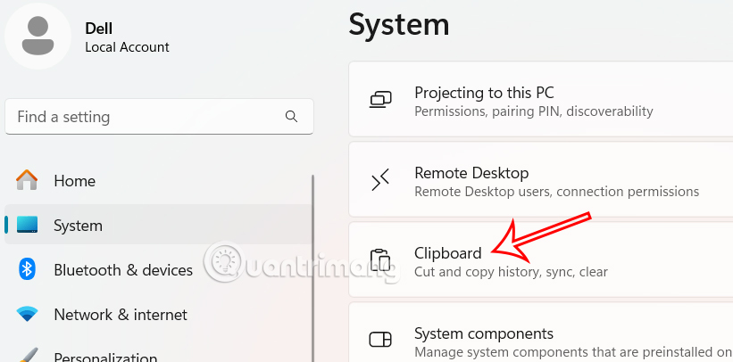 Truy cập clipboard Settings Windows 11