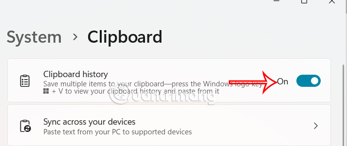 Tắt lịch sử clipboard Settings Windows 11