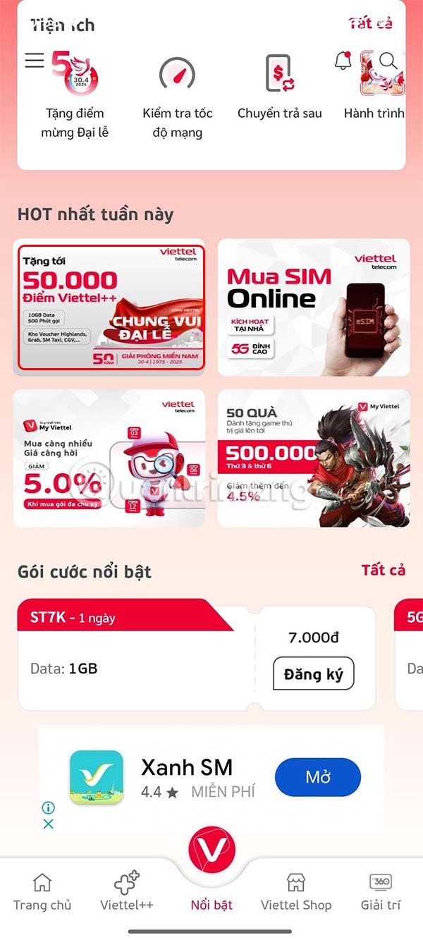 Nhận 50.000 điểm Viettel++
