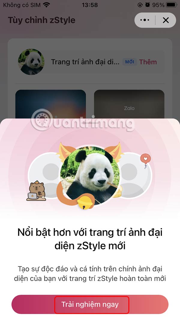 Chọn khung ảnh đại diện Zalo 