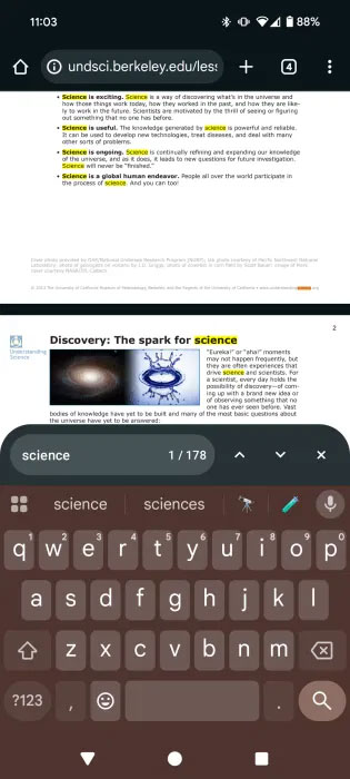 Tìm kiếm PDF theo từ khóa trong ứng dụng Chrome dành cho Android.