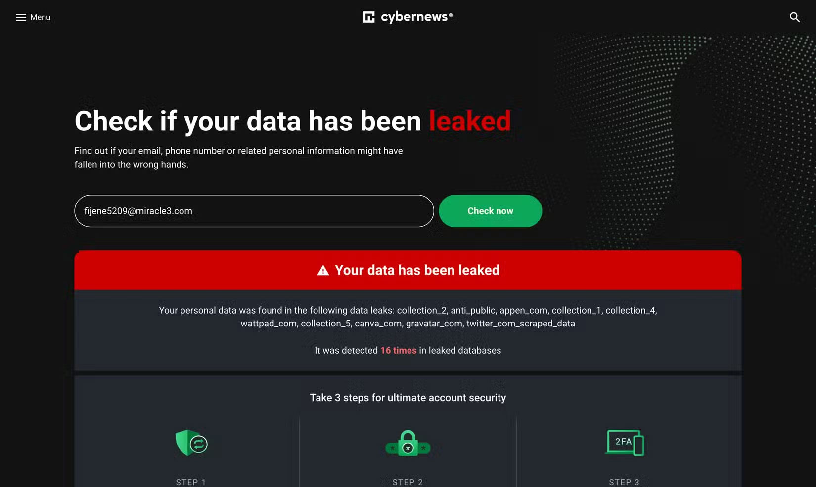 Kiểm tra xem dữ liệu của bạn có trên dark web hay không bằng CyberNews Personal Data Leak Checker