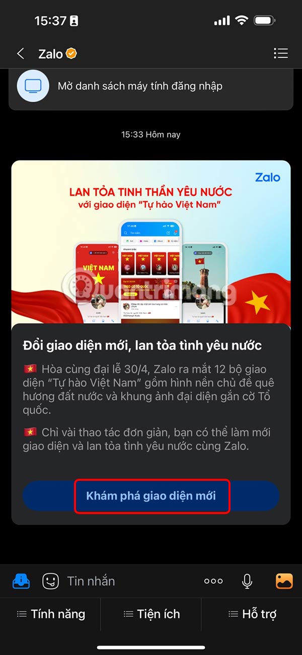 Khám phá giao diện chào mừng ngày 30/4 Zalo