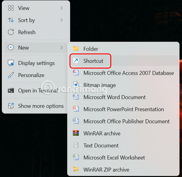 Tạo phím tắt Windows 11