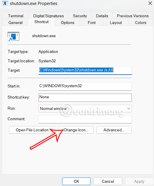 Đổi icon phím tắt tắt Windows 11
