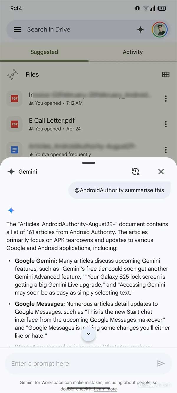Bổ sung tính năng Gemini cho Google Drive