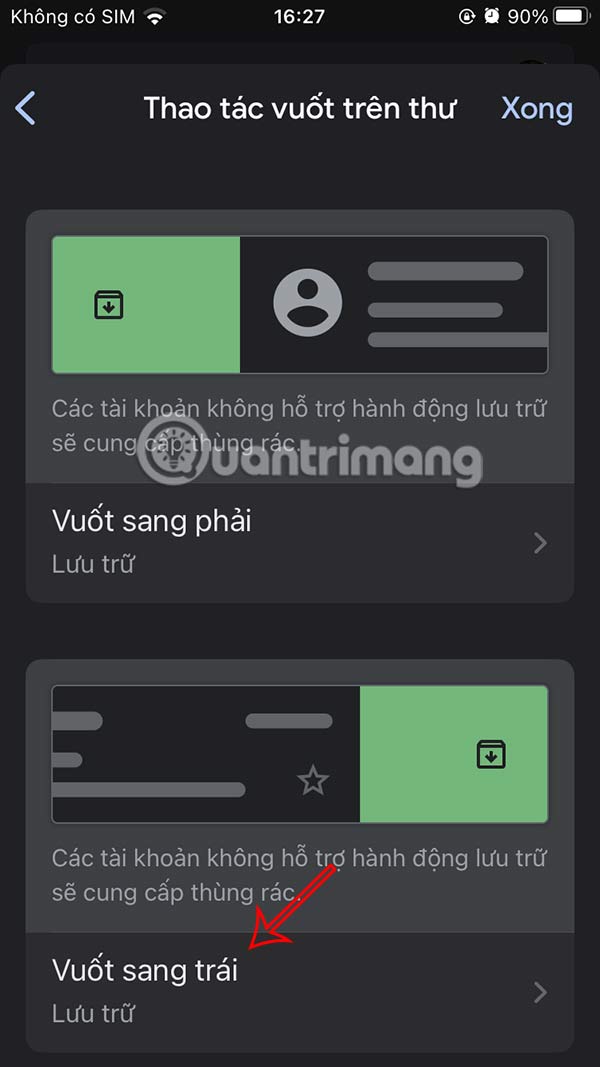 Chỉnh thao tác vuốt