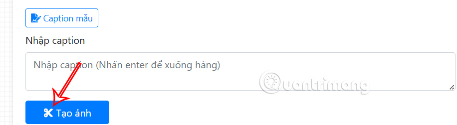 Nhập Caption trong hình nền