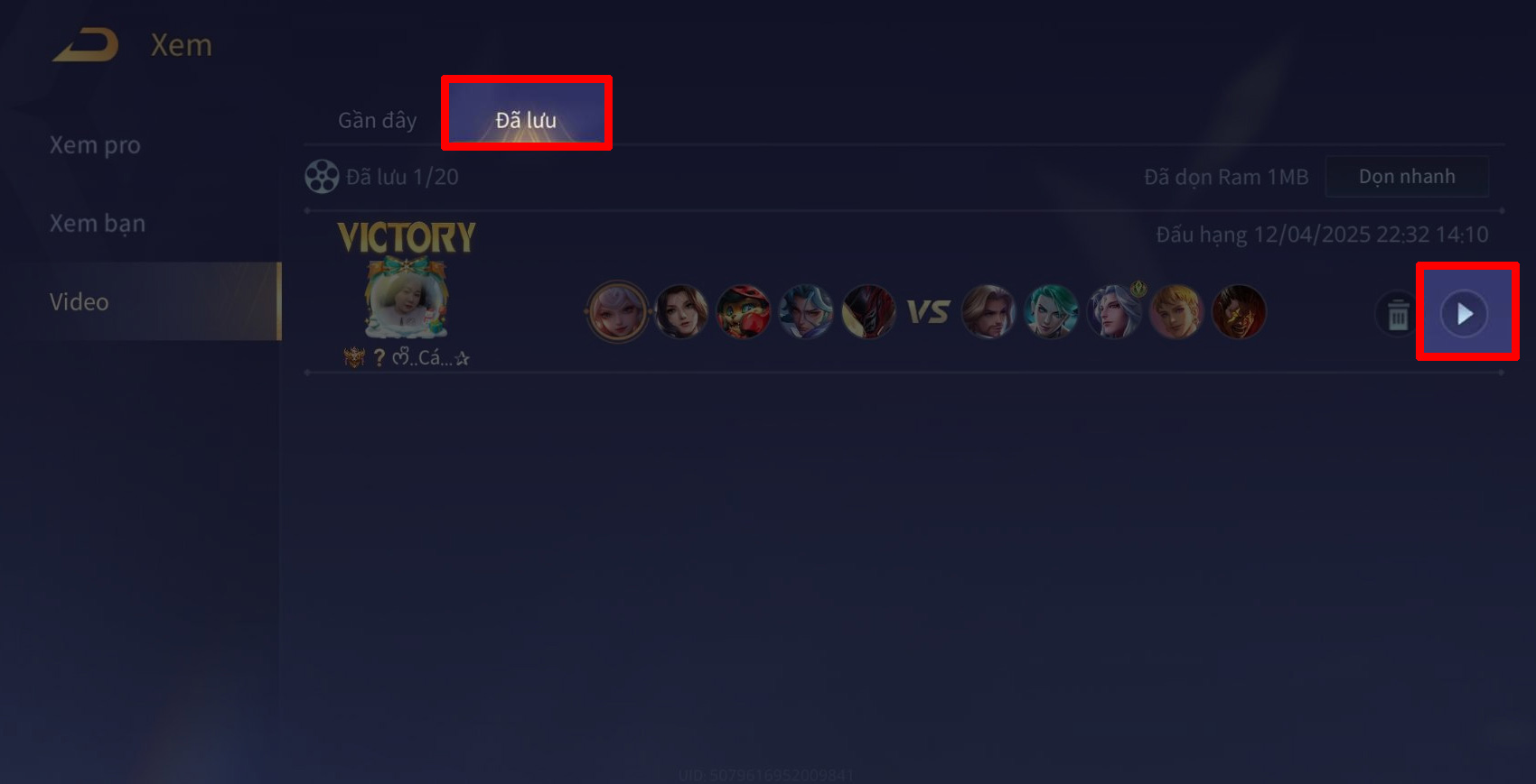 Xem lịch sử trận đấu Liên Quân Moblie