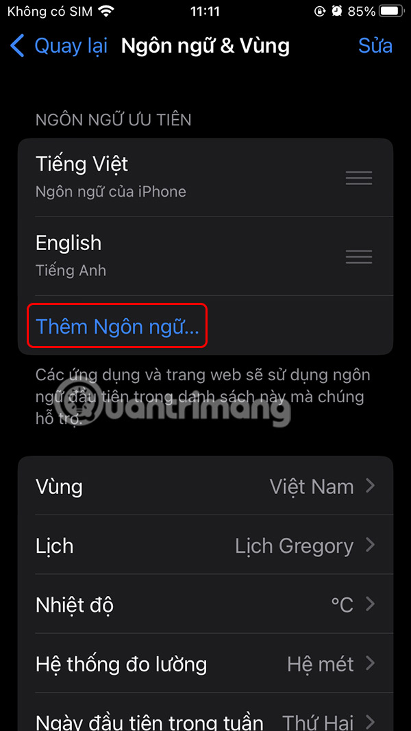 Thêm ngôn ngữ