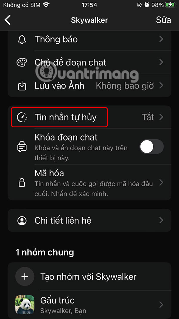 Tin nhắn tự hủy WhatApps