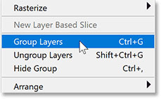 Chọn Group Layers từ menu Layer.