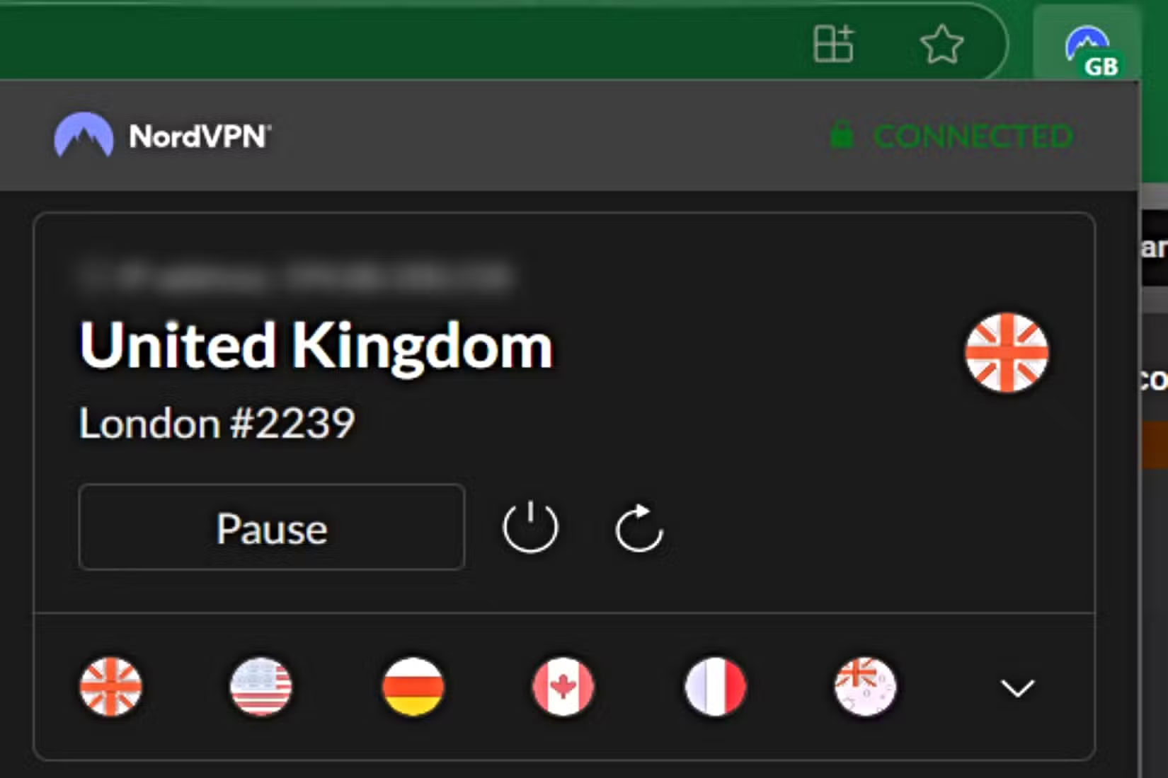 Tiện ích mở rộng NordVPN trên Edge