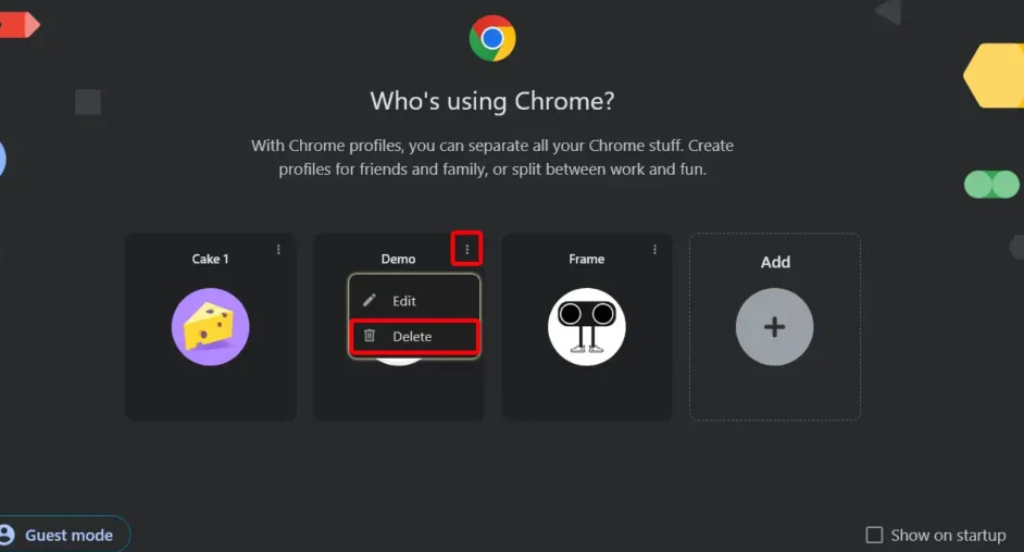 Tắt chọn profile Chrome từ giao diện quản lý hồ sơ