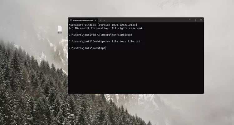 Sử dụng lệnh REN để thay đổi phần mở rộng file trong Windows 11