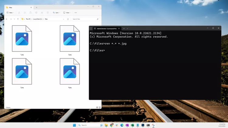 Một ví dụ về lệnh REN trong Command Prompt