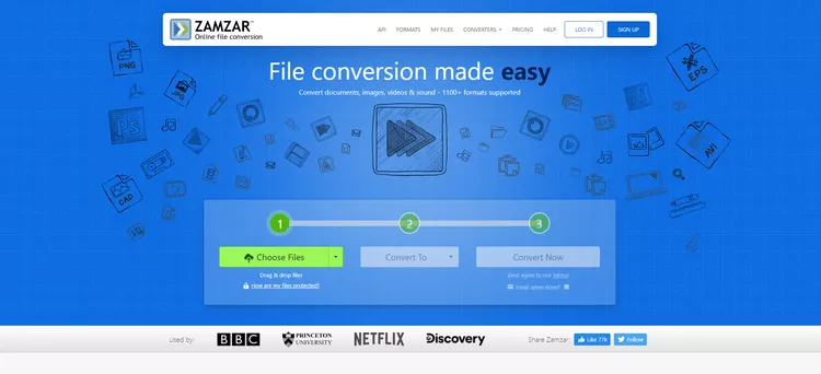 Chọn Choose Files trên trang web Zamzar