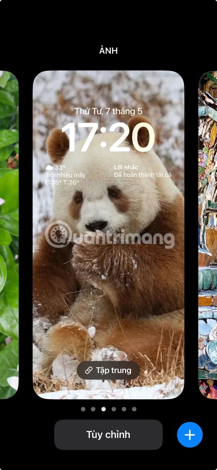 Nhấn vào nút Tùy chỉnh trên màn hình khóa iPhone.