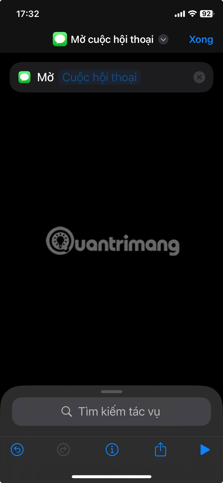 Nhấn vào "Cuộc hội thoại" để có shortcut mới trên iPhone.