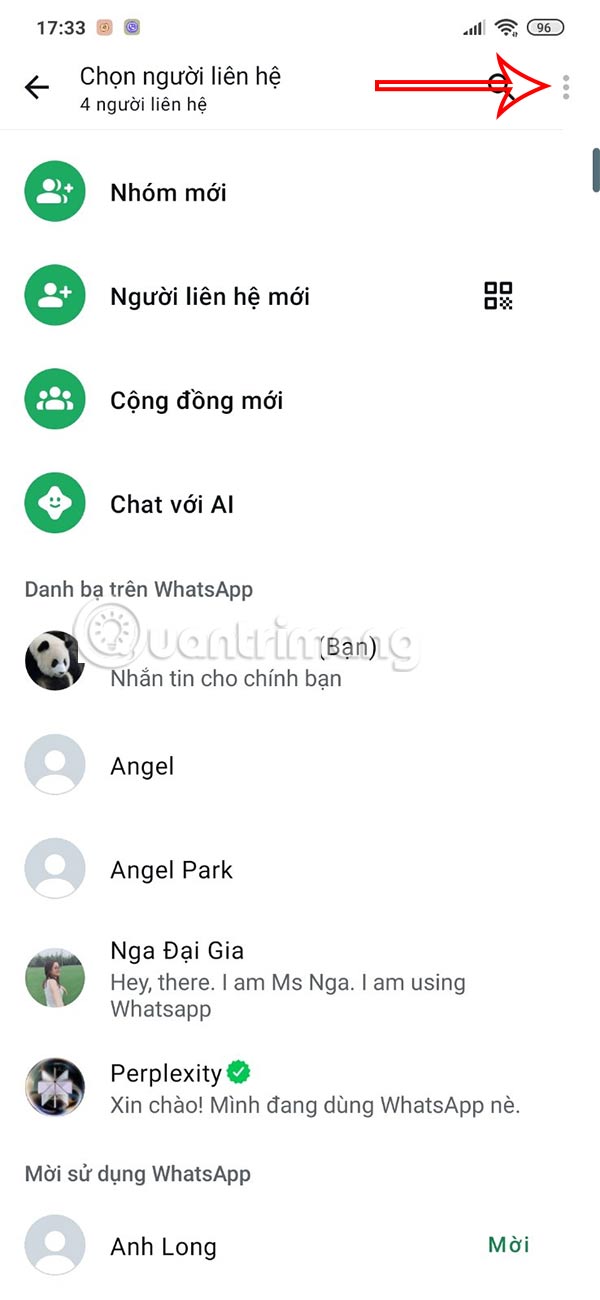 Tùy chỉnh danh bạ WhatsApp