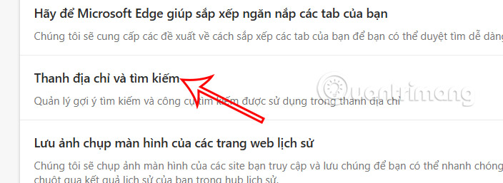 Thanh địa chỉ và tìm kiếm trên Edge 