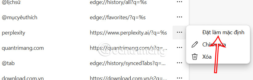 Đặt Perplexity công cụ tìm kiếm mặc định trên Edge 