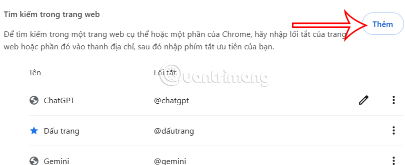 Tìm kiếm trong trang web Chrome