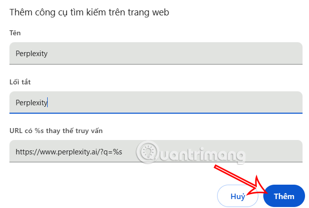 Công cụ tìm kiếm Perplexity trên Chrome