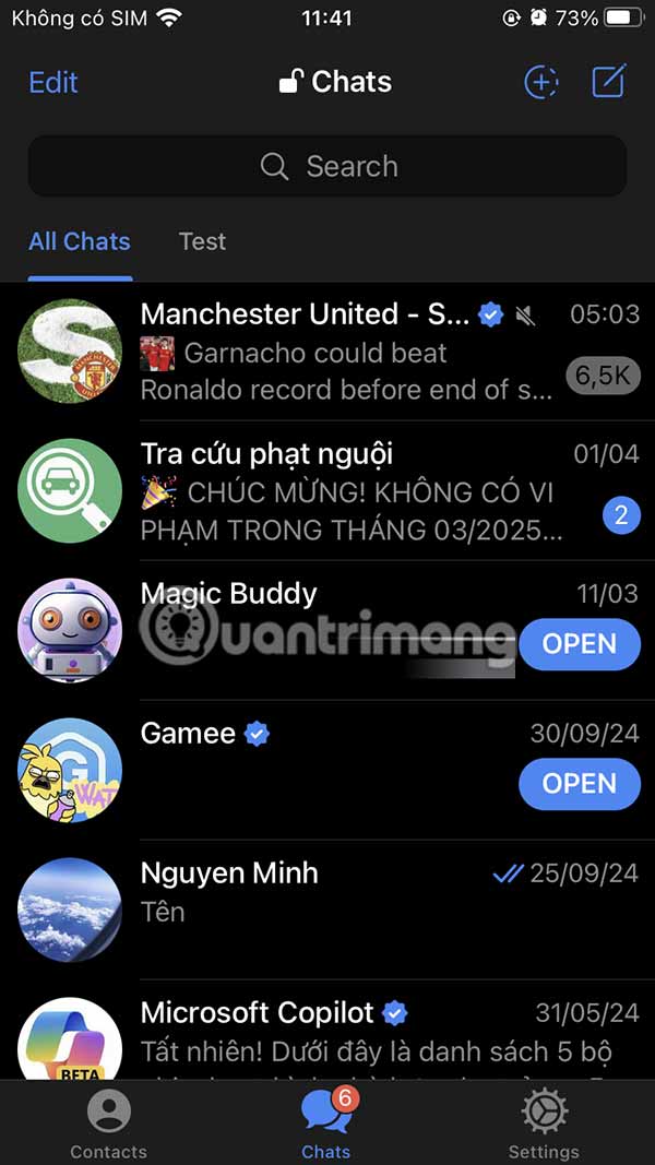 Giao diện Telegram