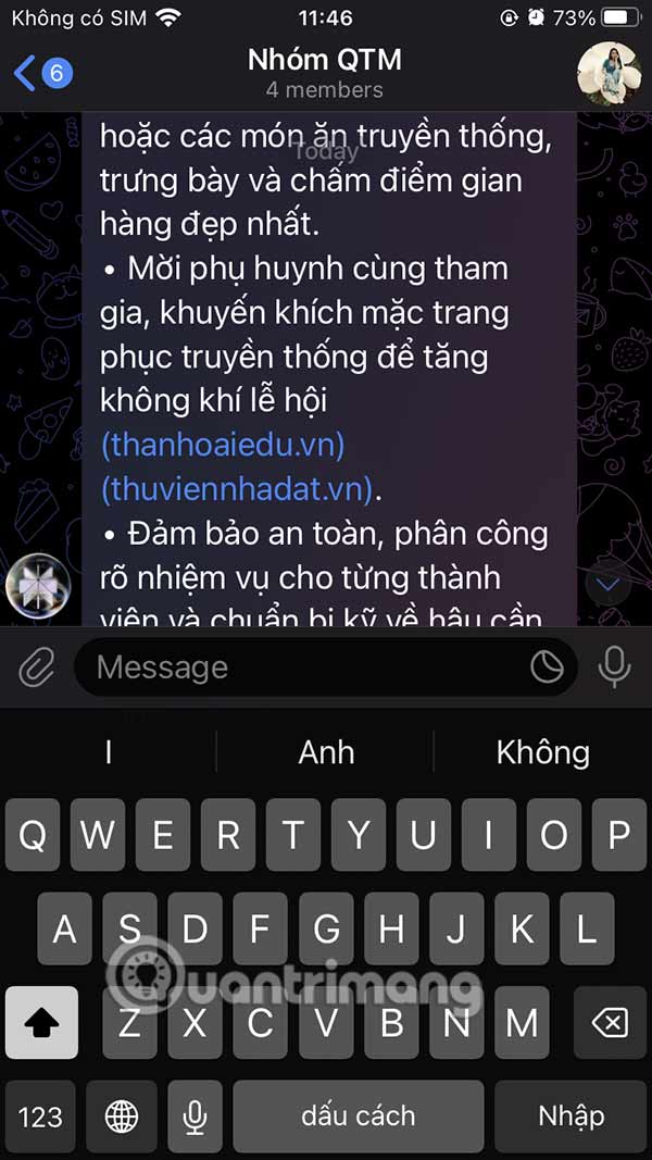 Dùng Perplexity Telegram nhóm chat