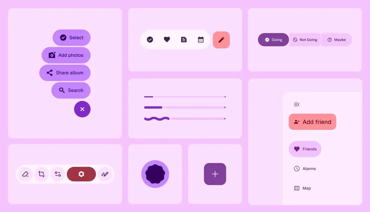 Material 3 Expressive thay đổi các nút và công tắc chuyển đổi