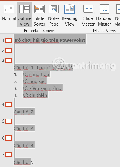 Sao chép và dán outline PowerPoint