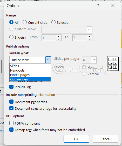 Xuất outline dưới dạng tài liệu PDF