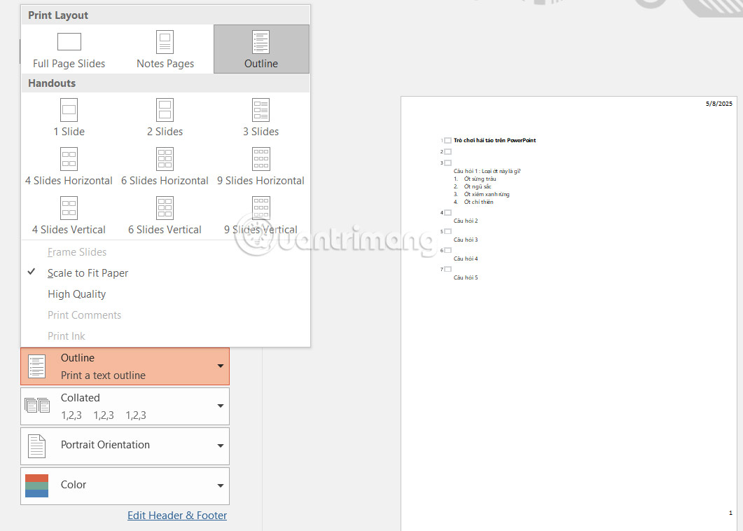 In outline slide PowerPoint