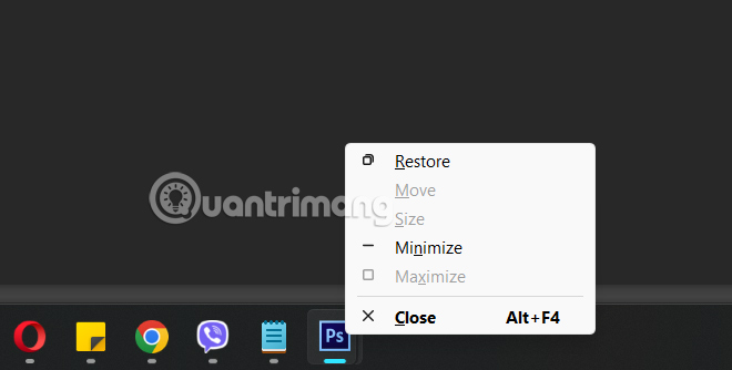 Menu di chuyển cửa sổ Windows 