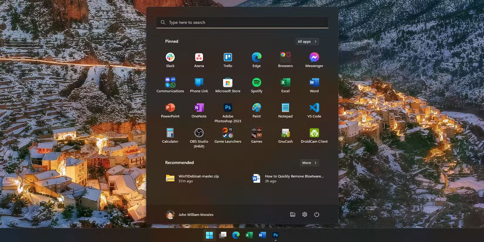 Menu Start Windows 11